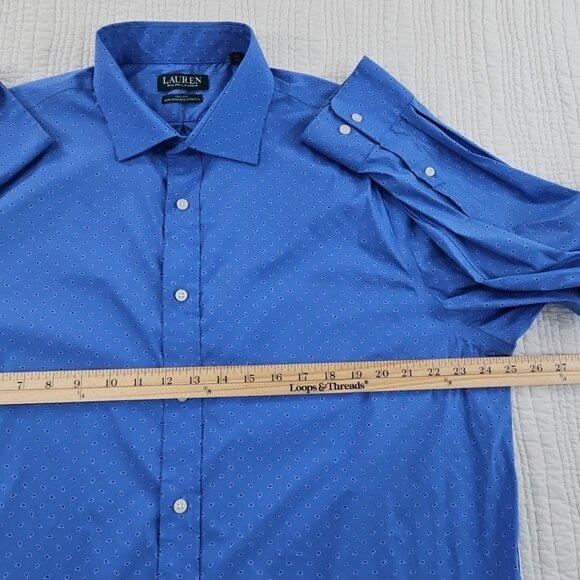 Lauren Ralph Lauren Green Label Shirt Men's 17 1/2 - 36/37 EUC Blue Paisley Luxe - Picture 13 of 16